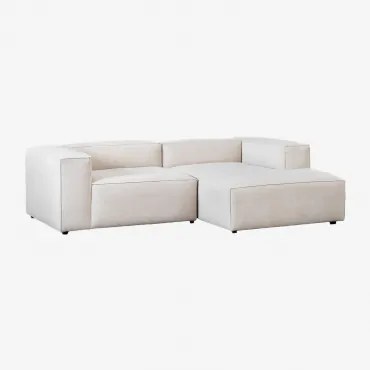 Divano Alembert 2 Posti Chaise Longue Destra & Velluto a Coste Beige - Sklum