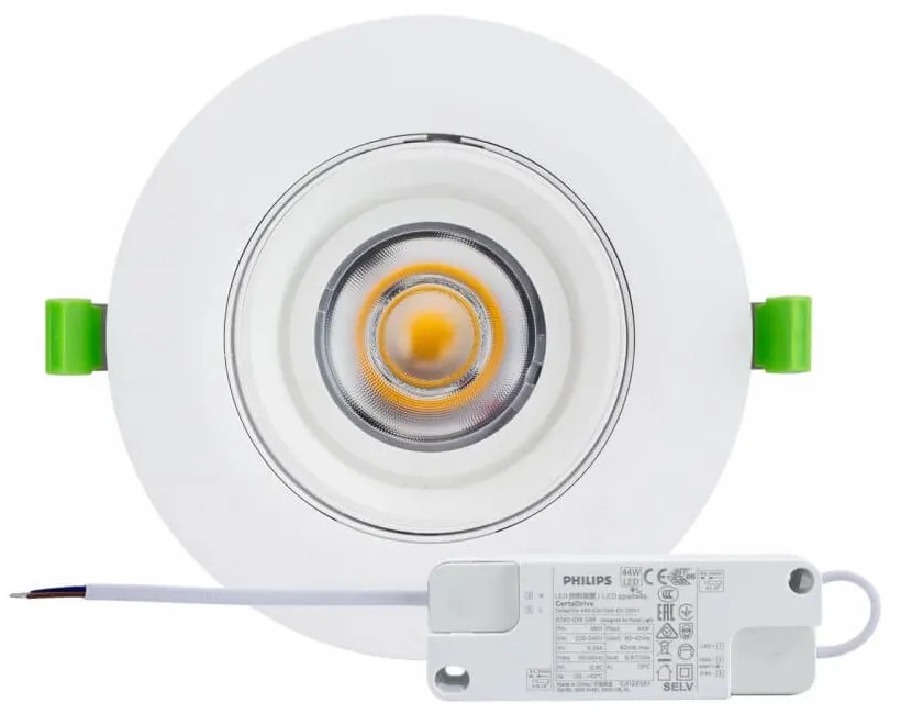 Faro LED da Incasso 44W Orientabile Foro Ø160mm Bianco-driver Philips Colore Bianco Naturale 4.000K