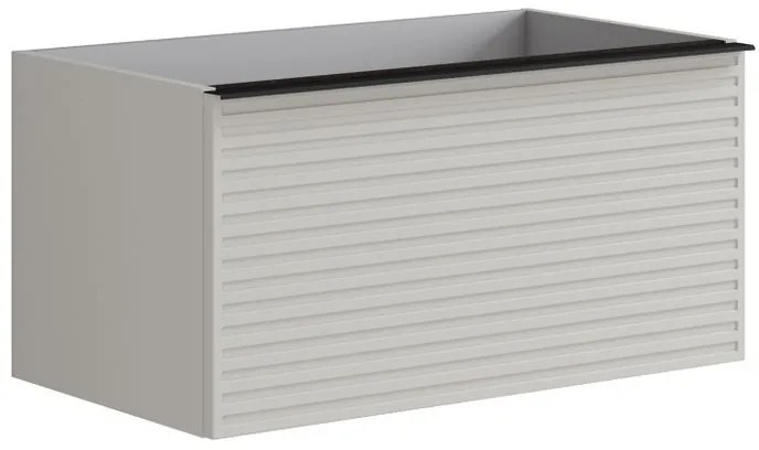 Mobile da bagno sospeso sotto lavabo L 80 x H 40 x P 45.5 cm grigio laccato opaco, 2 cassetti Pixel stripes