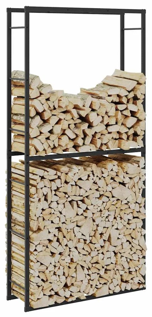 Rastrelliera Per Legna Da Ardere Nera 100x30x209 Cm İn Acciaio /