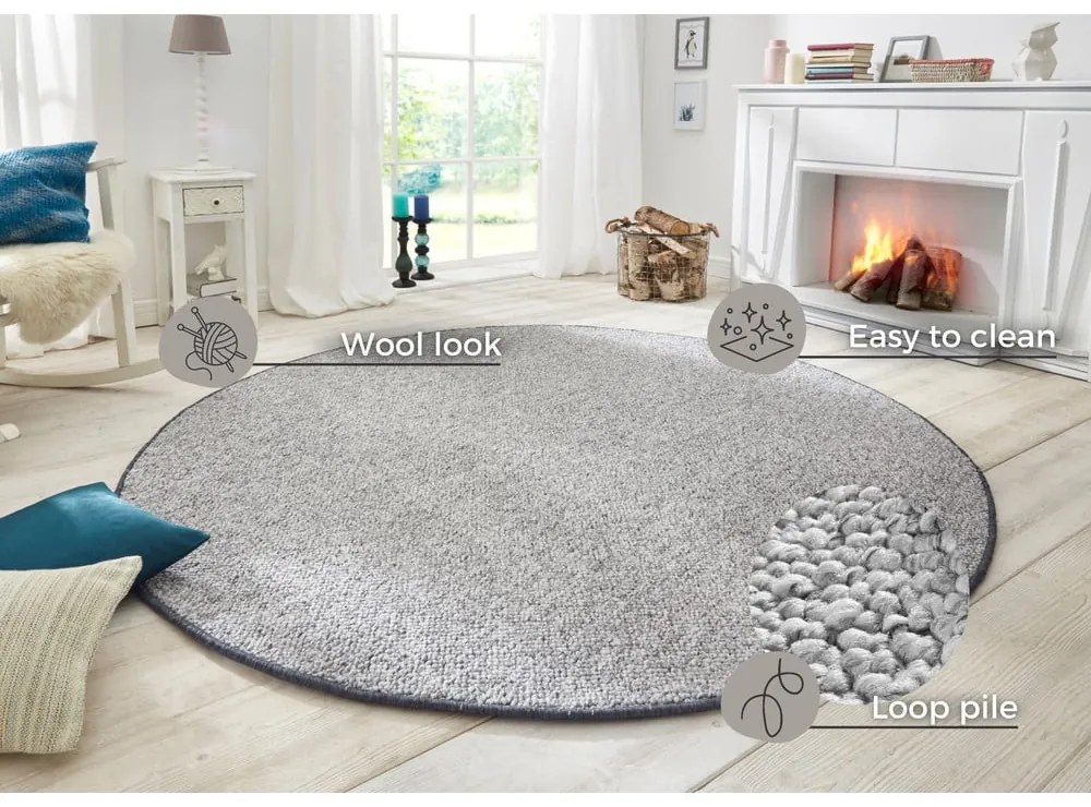 Tappeto rotondo grigio ø 133 cm Wolly - BT Carpet