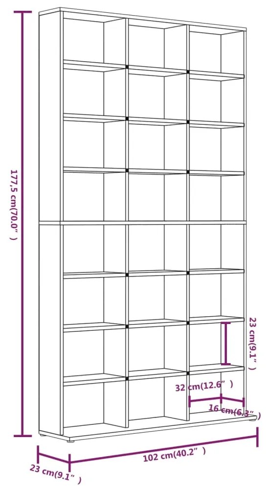 Mobile Porta CD Grigio Sonoma 102x23x177,5 cm Legno Multistrato