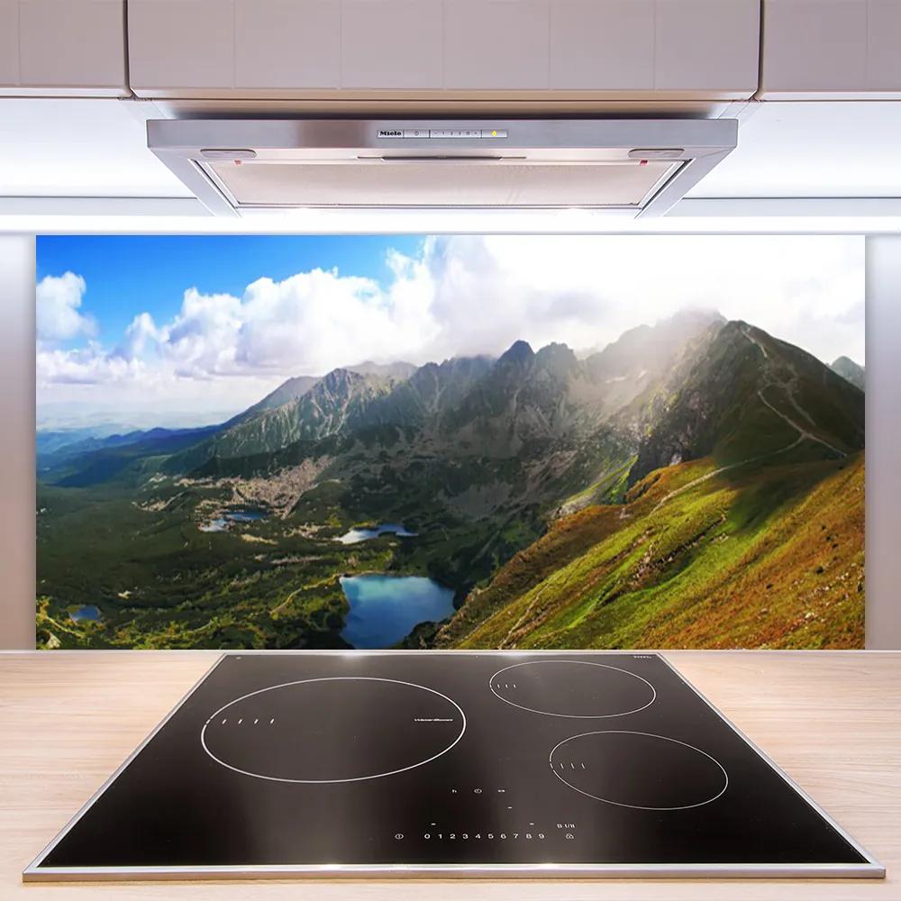 Pannello paraschizzi cucina Paesaggio delle montagne del prato 100x50 cm