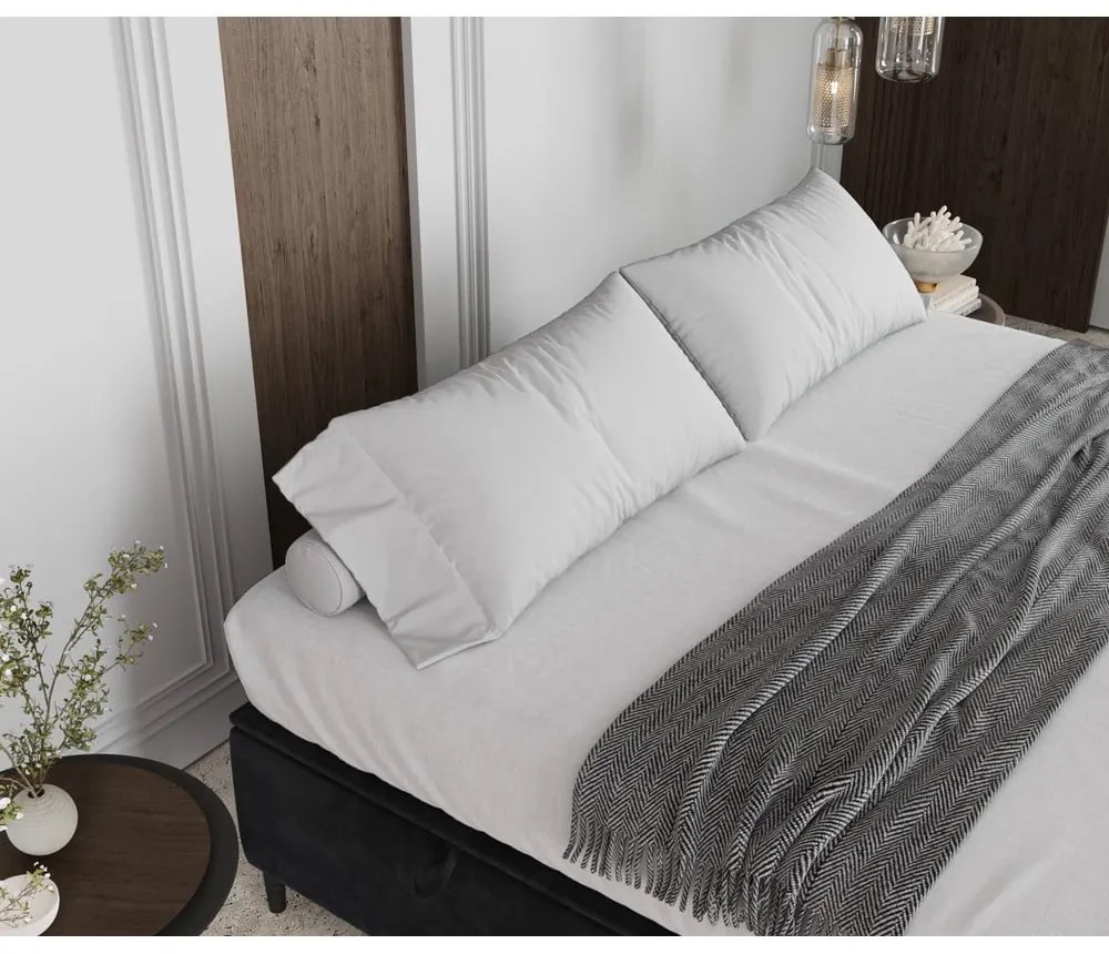 Letto matrimoniale imbottito antracite con contenitore 200x200 cm Tate - Maison de Rêve