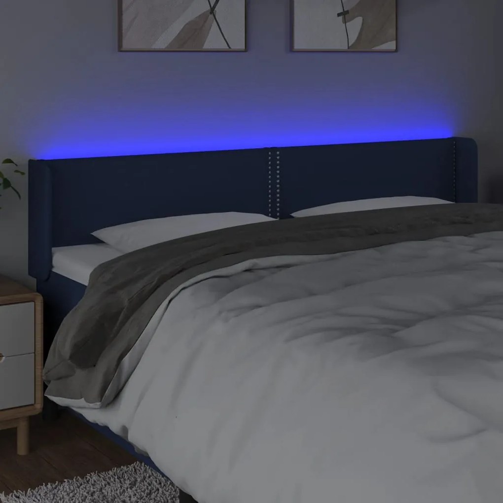Testiera a led blu 163x16x78/88 cm in tessuto