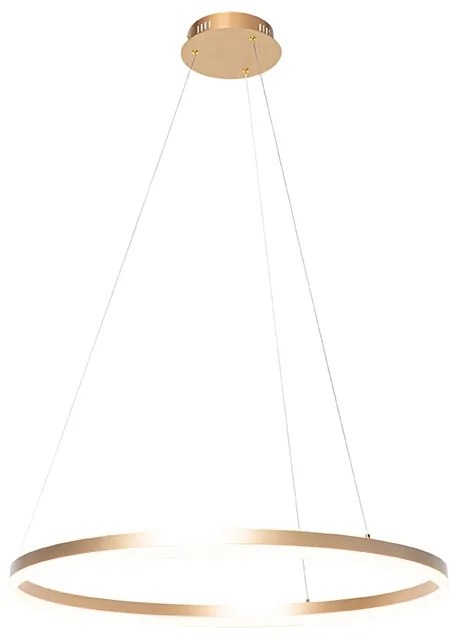 Lampada a sospensione oro 80 cm con LED e dimmer - ANELLO