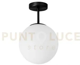 Jugen black lampadario da soffitto 1 luce vetro bianco montatura ne...