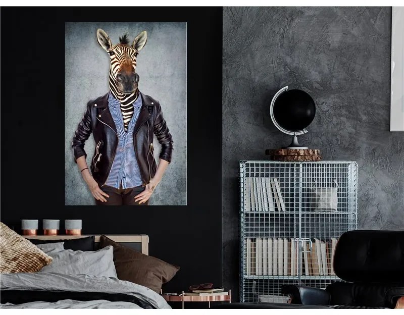 Quadro Zebra Ewa (1 Part) Vertical Colore Grigio, Dimensioni e Misure 80x120