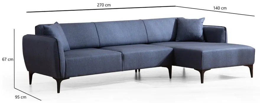 Divano angolare blu, angolo destro - Belissimo - Balcab Home