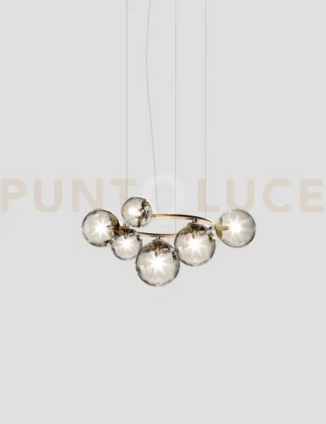 Puppet ring sospensione 7a fume' trasparente oro satinato 7 luci at...