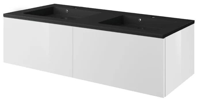 Mobile sottolavabo e lavabo Neo Line bianco/nero L 120 x H 32 x P 48 cm 2 vasche 2 cassetti