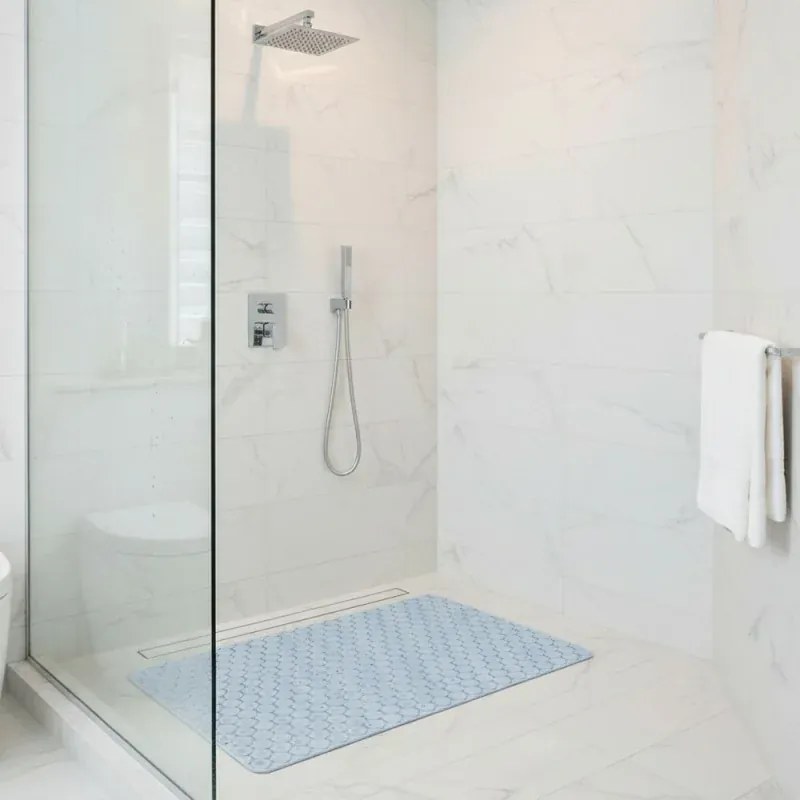 Tappeto bagno antiscivolo azzurro 75x43 cm Maya