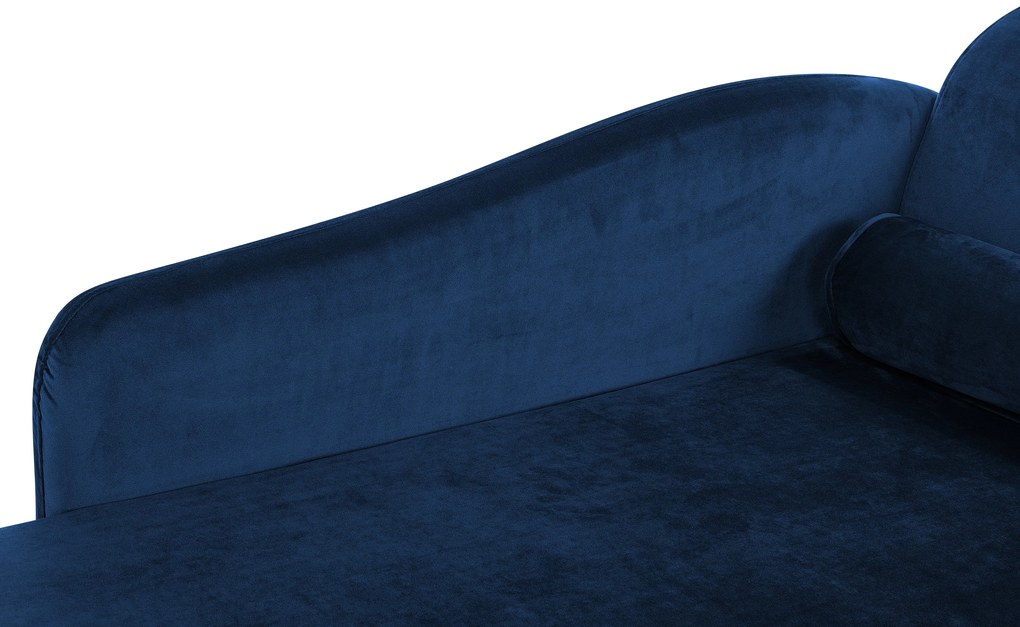 Chaise longue velluto blu marino e legno scuro destra LUIRO Beliani