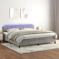 Letto a Molle Materasso e LED Grigio Chiaro 200x200 cm Velluto cod mxl 52899