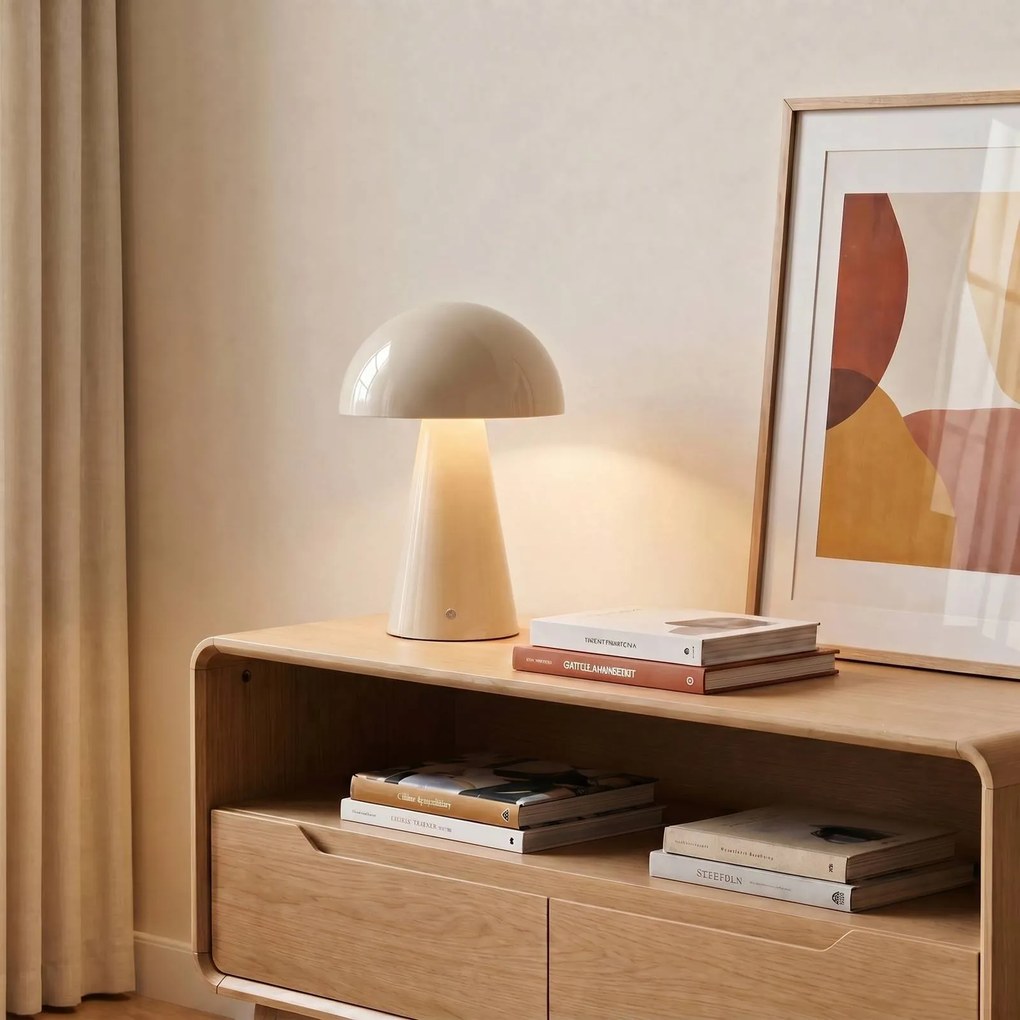 Lampada da tavolo a LED Nevijo Lindby, dimmerabile, Crema / Ambra, Soggiorno / Sala da pranzo, Metallo, Moderno, Lampada da tavolo LED