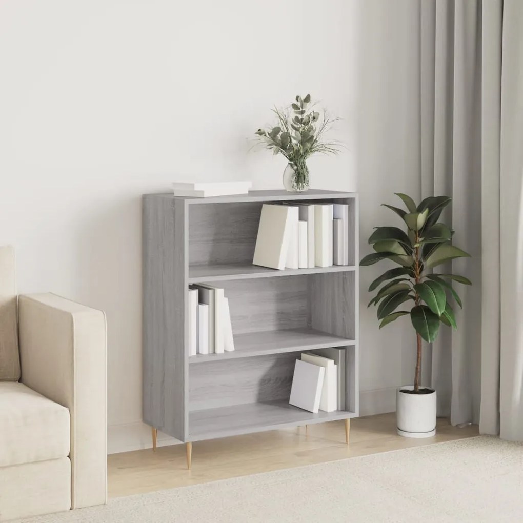 Libreria Grigio Sonoma 69,5x32,5x90 Cm İn Legno Multistrato /