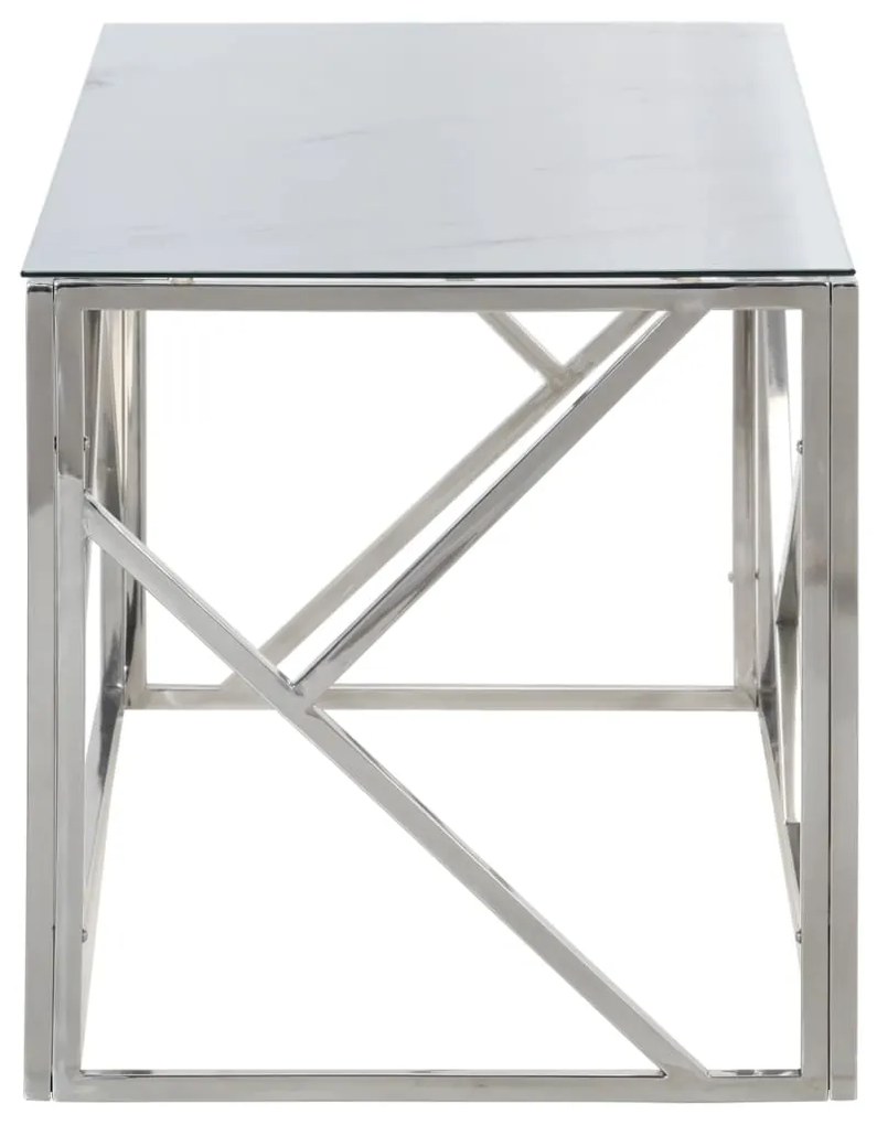 Tavolino salotto argento acciaio inossidabile vetro temperato