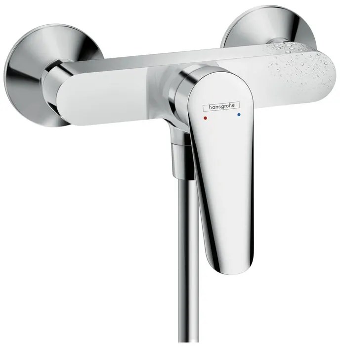 Rubinetto per doccia getto laminare cristallino a 2 manopole Logis E cromo lucido HANSGROHE