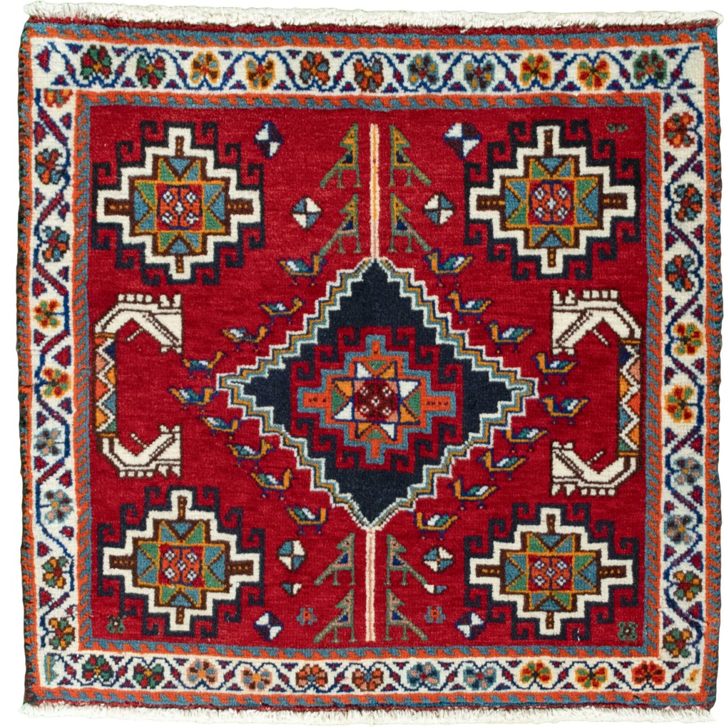 Shiraz Tappeto persiano 60x60 Rosso (Iran) Annodato A Mano