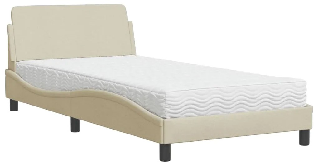 Letto con materasso crema 100x200 cm in tessuto