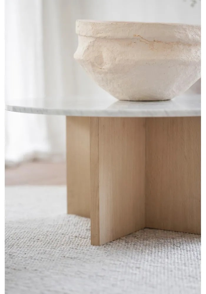 Tavolino rotondo in marmo bianco-marrone 90x90 cm Brooksville - Rowico