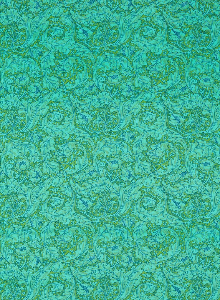 Morris & Co Carta da parati Bachelors Button - Olive/ Turquoise