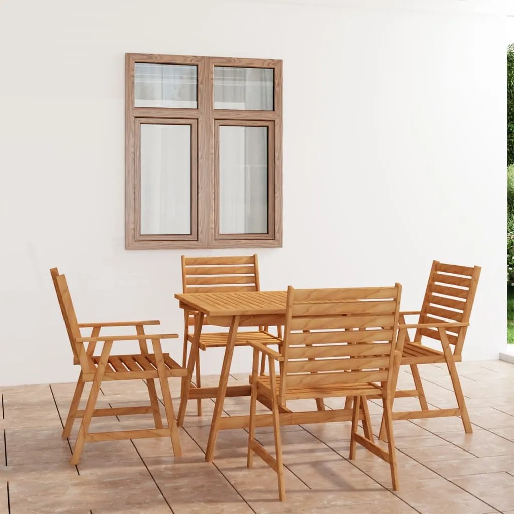 Set da pranzo da giardino 5 pz in legno massello di acacia