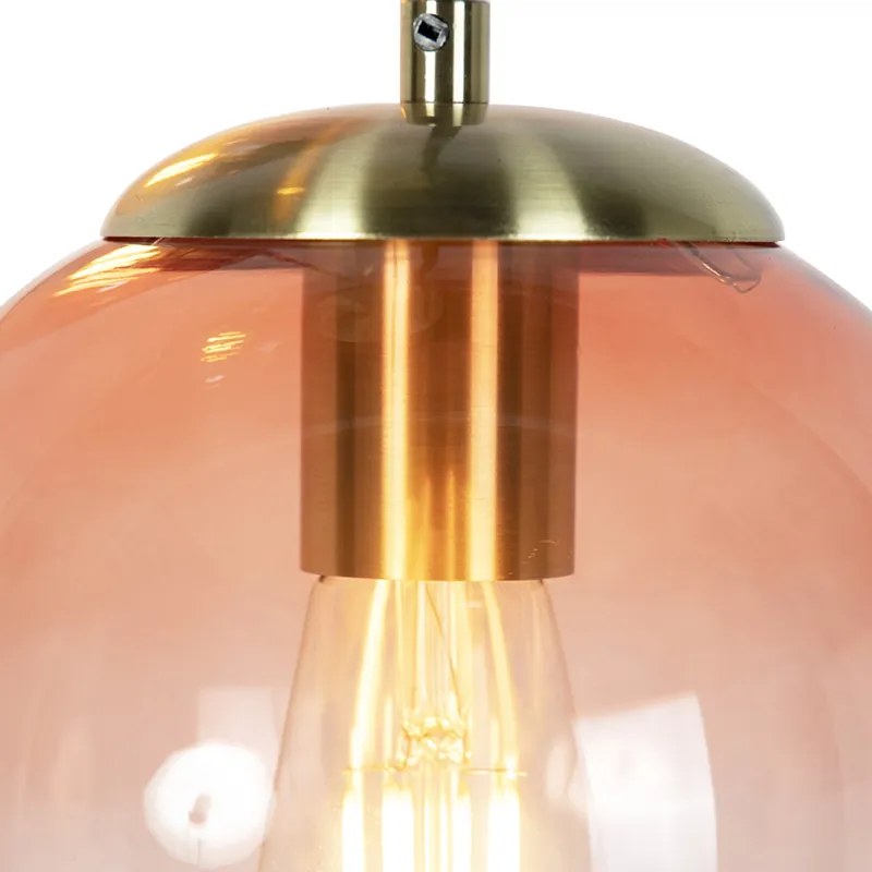 Lampada a sospensione Art Déco in ottone 45 cm 3 luci rosa - Pallon