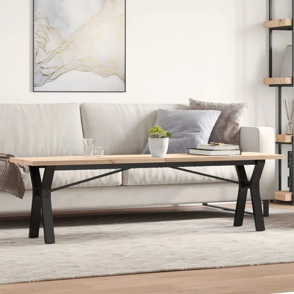 Tavolino Salotto Telaio A Y 160x40x45,5 Cm Legno Pino E Acciaio /