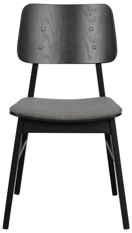 Sedia da pranzo nera con cuscino grigio scuro Nagano - Rowico