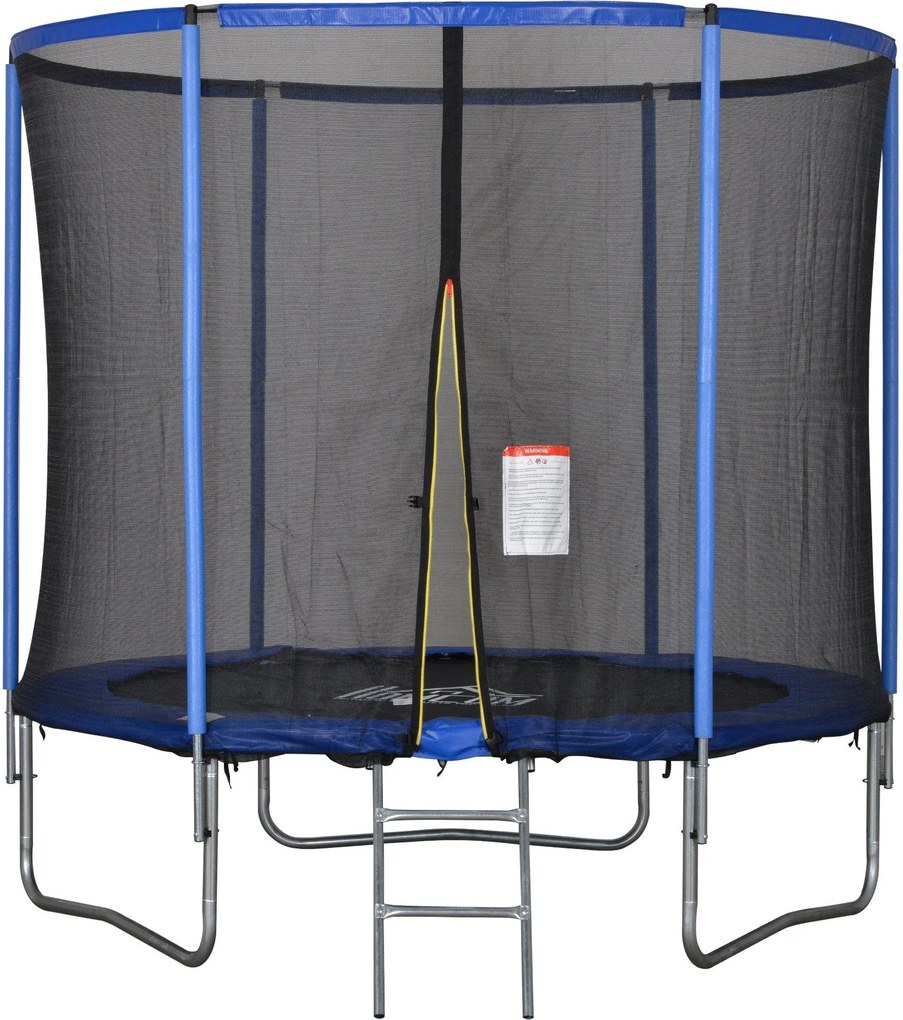 Trampolino Tappeto Elastico Ø244x240 cm con Rete e Bordo Imbottito Blu e Nero...