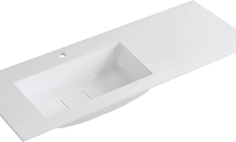 Lavabo a incasso rettangolare vasca a sinistra L 120.5 x H 15 x P 46 cm in resina bianco opaco
