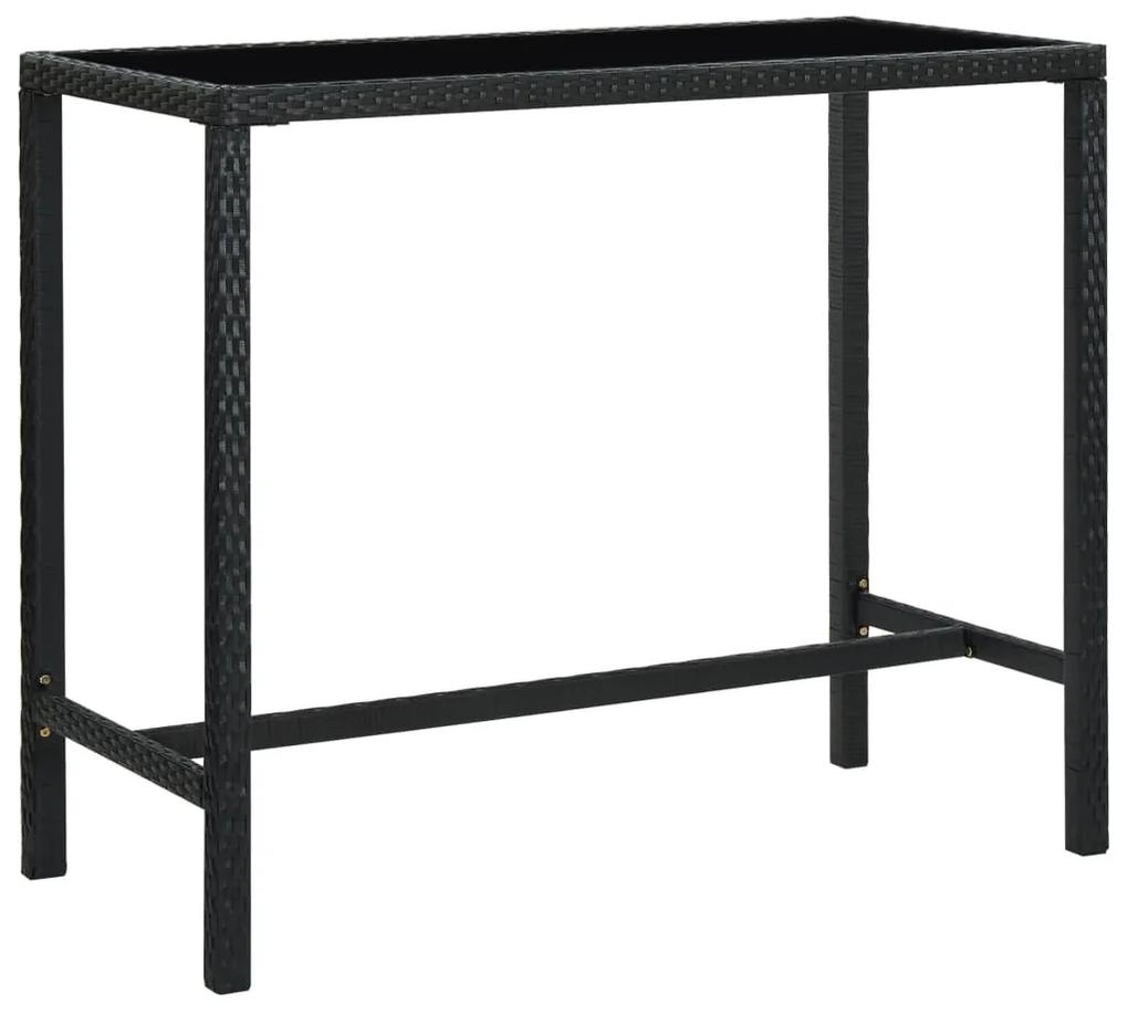 Tavolo da bar per esterni nero 130x60x110 cm polyrattan e vetro
