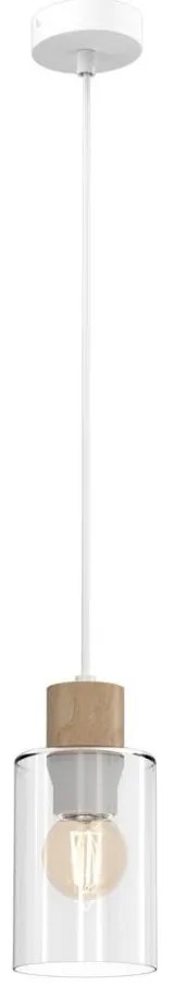 Lampadario a sospensione con filo MADERA 1xE27/60W/230V bianco/legno