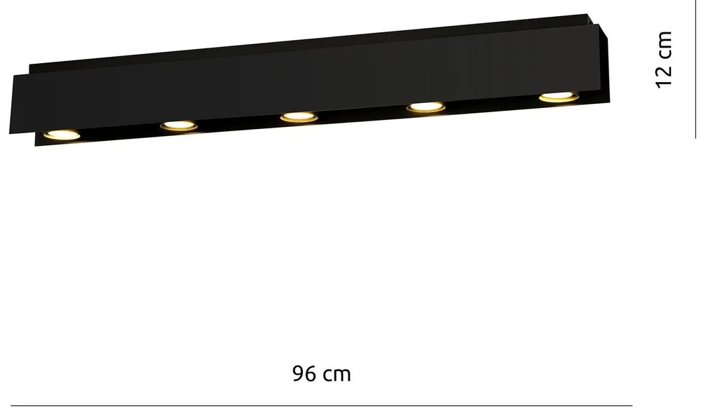 Plafoniera Moderna 5 Luci Kenno In Acciaio Nero