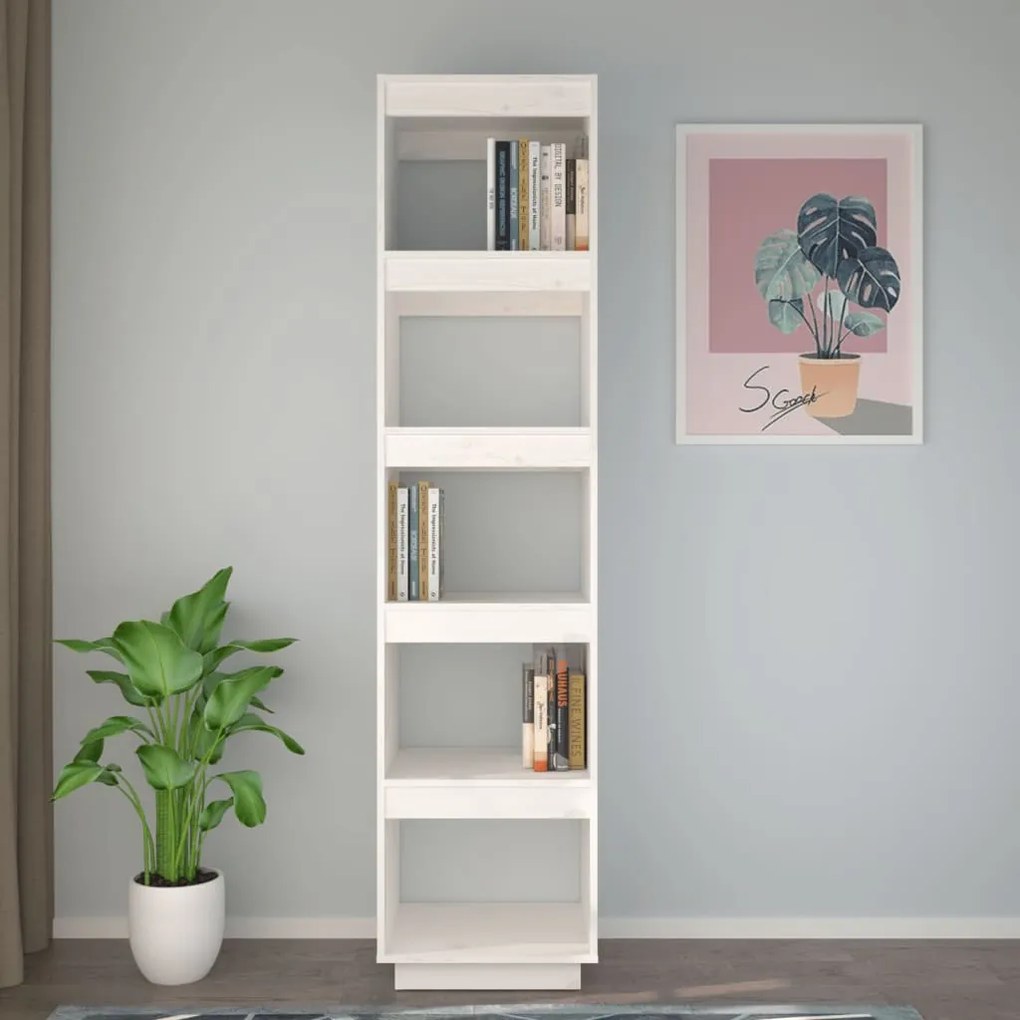 Libreria/Divisorio Bianco 40x35x167cm in Legno Massello di Pino