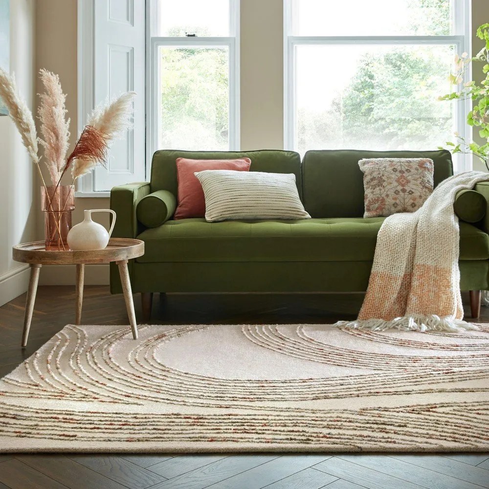 Tappeto in lana arancione e crema 160x230 cm Abstract Swirl - Flair Rugs
