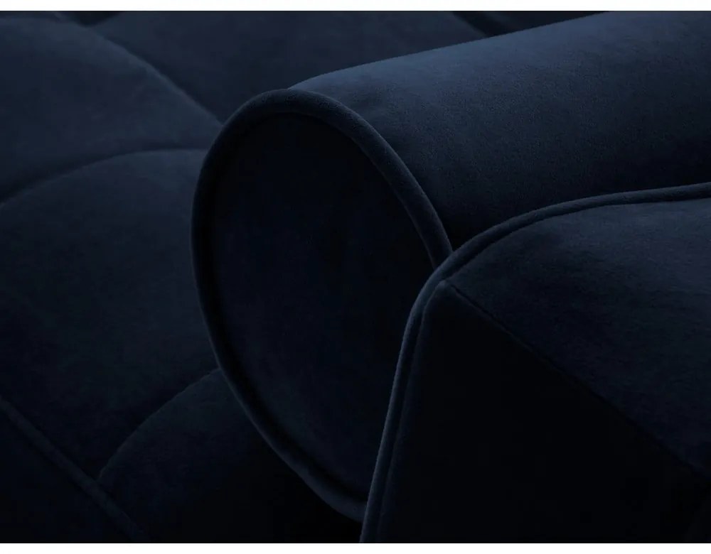 Divano letto angolare in velluto blu, angolo destro Santo - Milo Casa