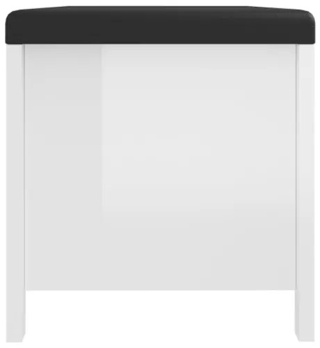 Contenitore con Cuscino Bianco Lucido 105x40x45cm Multistrato