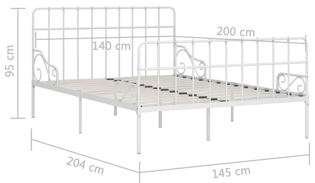 Giroletto con doghe bianco in metallo 140x200 cm