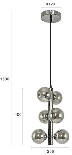 Brilagi - Lampadario LED a sospensione con cavo MILLA 6xG9/3W/230V nero cromato/fumé
