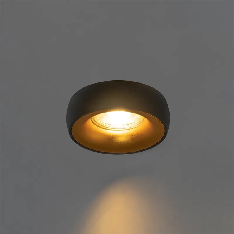 Faretto da incasso di design nero con interno oro - Mooning