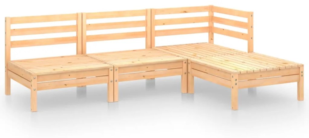 Set salotto da giardino 4 pz in legno massello di pino