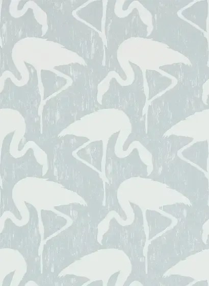 Vintagetapete Flamingos von Sanderson - Dove/ Chalk