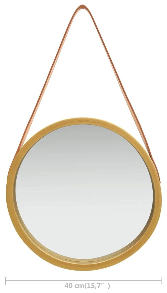 Specchio da Parete con Cinghia 40 cm Oro