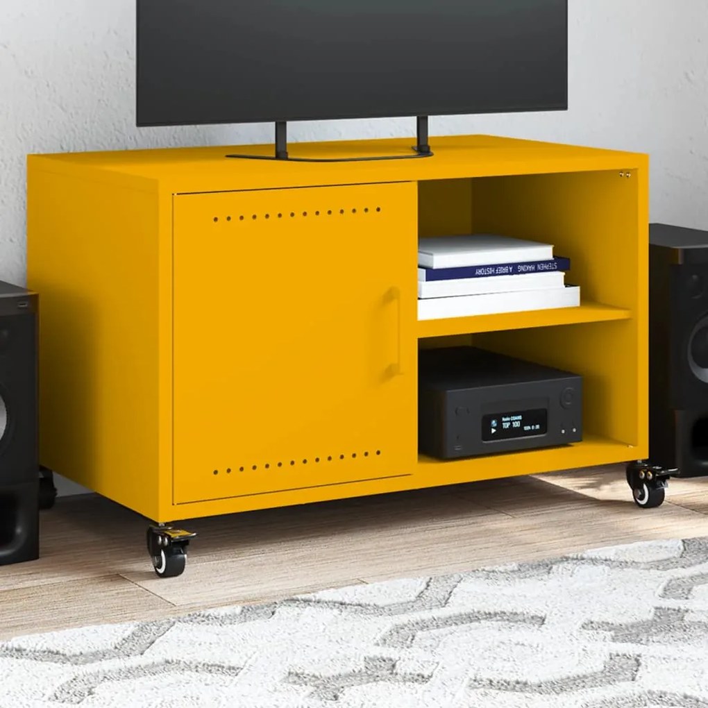 Mobile tv giallo senape 68x39x43,5cm acciaio laminato a freddo