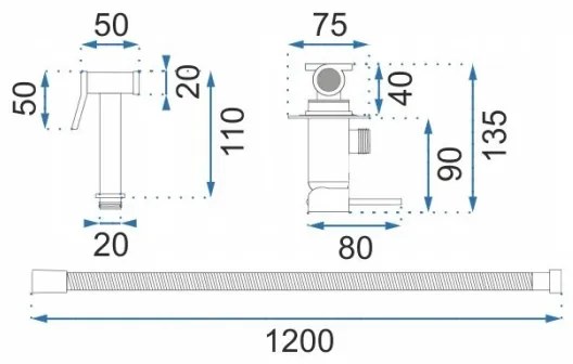 REA-B4106-Bidet. miscelatore per bidet con doccetta per installazione a incasso LUNGO, cromo lucido