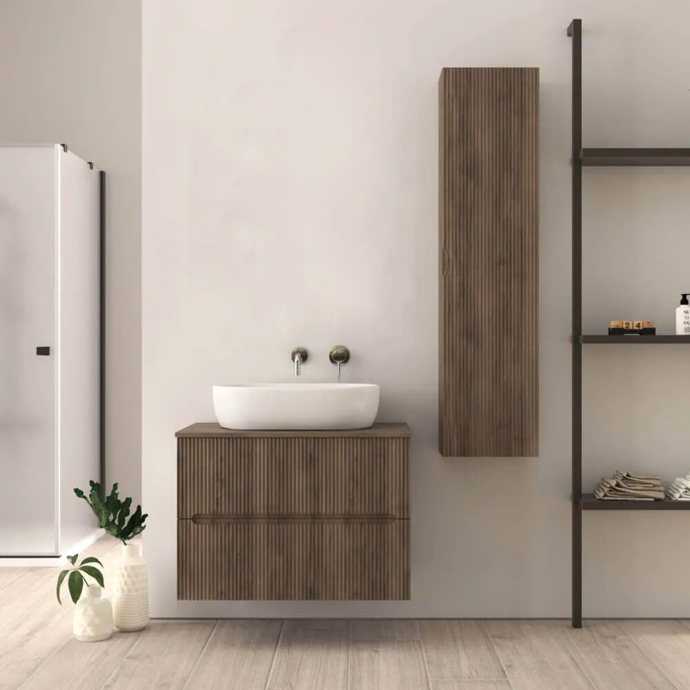 Mobile bagno cannettato 80 cm finitura noce Palermo