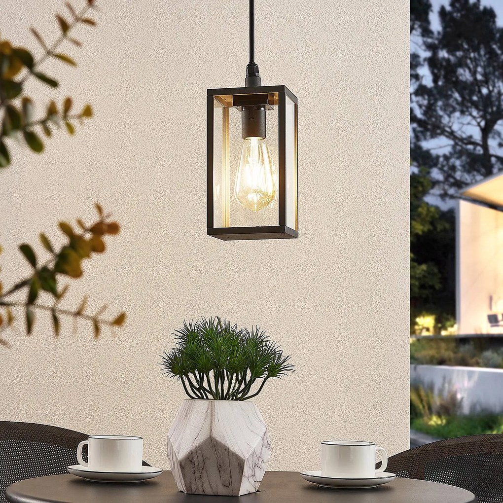 Lindby lampada a sospensione da esterno Filimon, antracite, 22 cm, IP44, E27 Filimon Lindby, dimmerabile, Nero, Alluminio, Moderno
