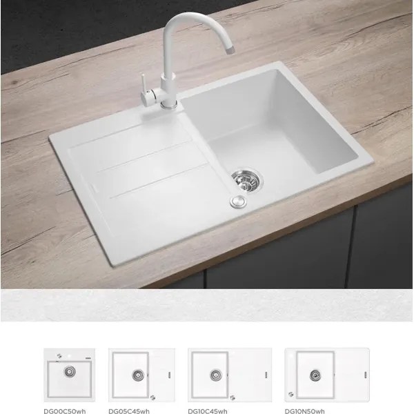 Concept BDG3334WH - Miscelatore per lavello 33,5 cm granito/bianco
